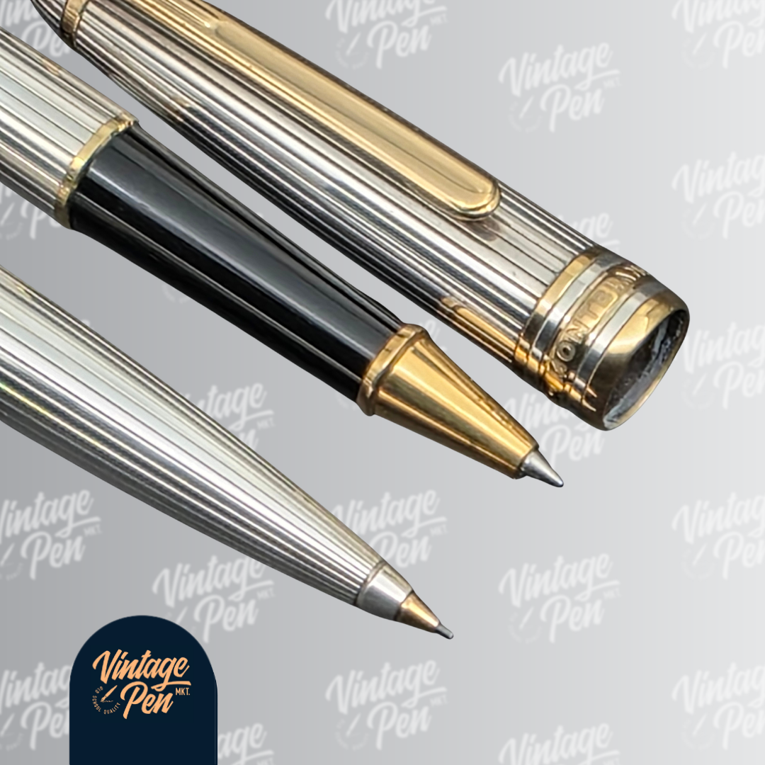 Montblanc Meisterstück Solitaire Sterling Silver Pinstripe Classique Set